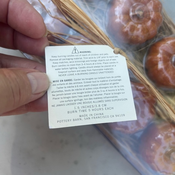 New Pottery Barn Burnt Orange Pumpkin  Floating Candles Fall Autumn Thanksgiving - Picture 5 of 5